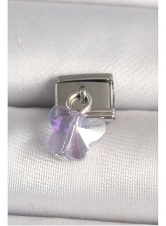 316L Çelik Gümüş Renk Mor Zirkon Taşlı Nomination Charm