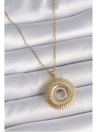 316L Çelik Gold Renk Zincir Zirkon Taşlı Nova Yıldız Model Kadın Kolye