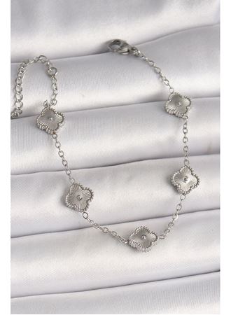 316L Çelik Gümüş Renk İşlemeli Baby Boy Yonca Model Kadın Bileklik