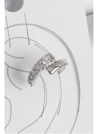 Pirinç Gümüş Renk Zirkon Taşlı Kadın Kıkırdak Küpe