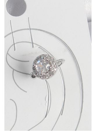 Pirinç Gümüş Renk Zirkon Taşlı Kadın Kıkırdak Model Küpe