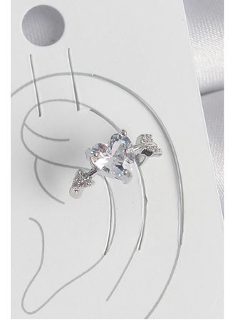 Pirinç Gümüş Renk Zirkon Taşlı Yıldız Model Kadın Kıkırdak Küpe