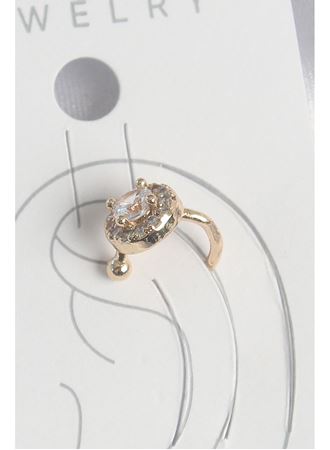 Pirinç Gold Renk Zirkon Taşlı Kadın Kıkırdak Küpe