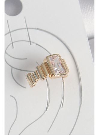 Pirinç Gold Renk Kare Zirkon Taşlı Kadın Kıkırdak Küpe