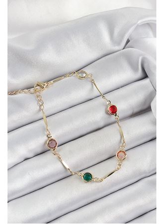 Pirinç Asorti Model Gold Renk Zirkon Taşlı Kadın Bileklik