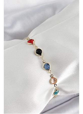 Pirinç Asorti Model Gold Renk Zirkon Taşlı Kadın Bileklik