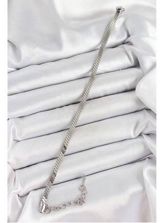 316L Çelik Gümüş Renk Yassı Zincir Model Kadın Bileklik