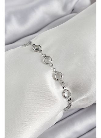 Pirinç Gümüş Renk Zirkon Taşlı Bileklik