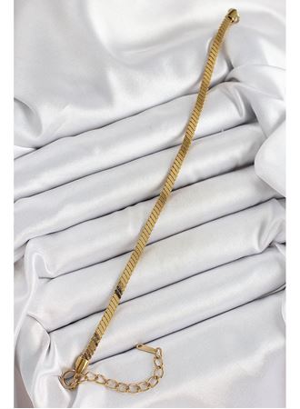 316L Çelik Gold Renk Yassı Zincir Model Kadın Bileklik