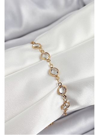 Pirinç Gold Renk Zirkon Taşlı Kadın Bileklik