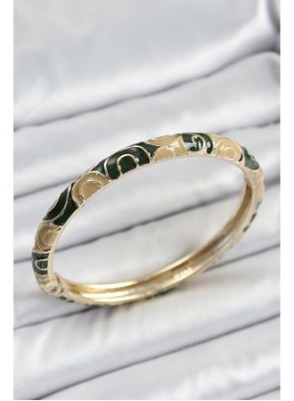 Mineli Pirinç Siyah ve Kahverengi Motifli Kadın Kelepçe