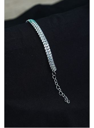 Unisex Tırtıl Model Gümüş Renk Künye Bileklik