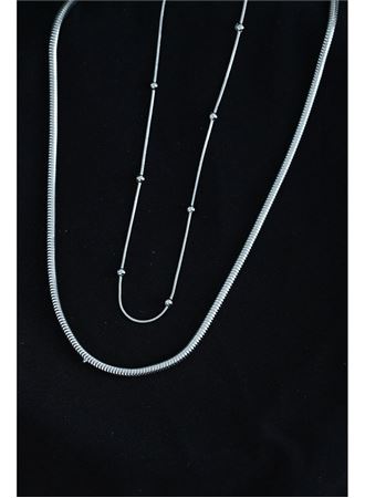 Paslanmaz Çelik Snake ve Dorika Model Kombin Kolye
