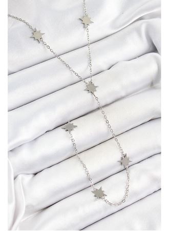 316L Çelik Kutup Yıldızı Figürlü Y Model Gümüş Renk Kadın Kolye