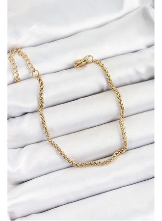 316L Çelik Gold Renk Örgü Burgu Zincir Erkek Bileklik