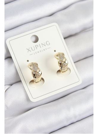 Xuping Zirkon Taşlı Geometrik Desenli Halka Model Gold Renk Kadın Küpe