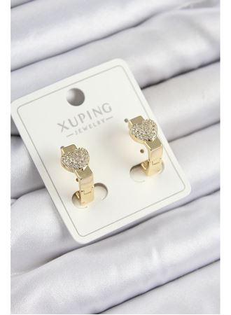 Xuping Zirkon Taşlı Kalp Model Gold Renk Kadın Küpe