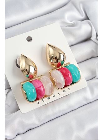 Pirinç Karışık Renk Vintage Model Kadın Küpe