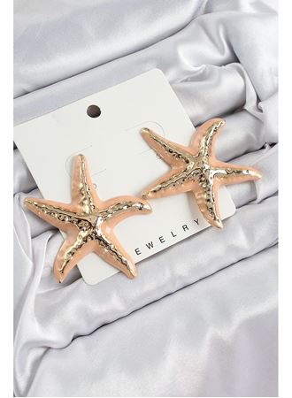 Pirinç Krem Deniz Yıldızı Model Vintage Kadın Küpe