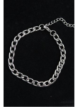 316L Çelik Kalın Klasik Model Gümüş Renk Erkek Bileklik