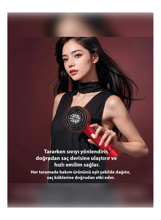 Şarjlı Ve Titreşimli Saç Masaj Tarağı Bakım Yağı Hazneli Fırça (