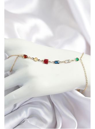 Pirinç Renkli Zirkon Taşlı Y Model Gold Renk Kadın Şahmeran