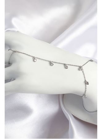 Pirinç Zirkon Taşlı Sallantılı Model Gümüş Renk Kadın Şahmeran