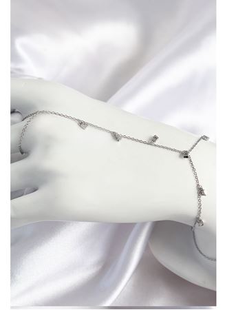 Pirinç Zirkon Taşlı Sallantılı Model Gümüş Renk Kadın Şahmeran