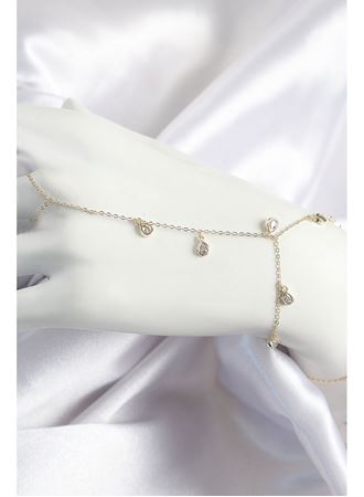 Pirinç Zirkon Taşlı Sallantılı Damla Model Gold Renk Kadın Şahmeran