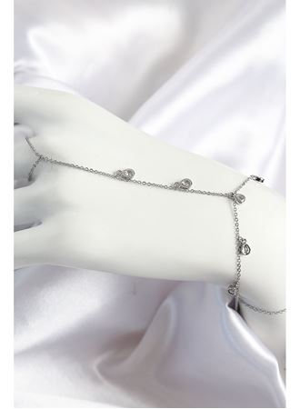 Pirinç Zirkon Taşlı Sallantılı Damla Model Gümüş Renk Kadın Şahmeran