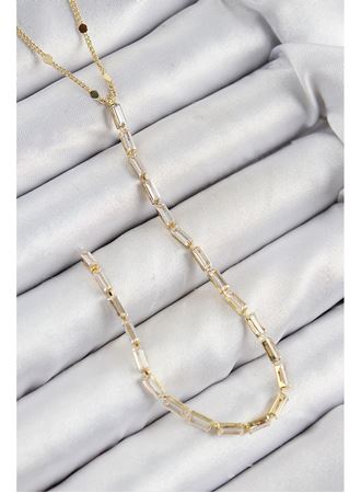 Pirinç Zirkon Taşlı Model Gold Renk Y Kolye