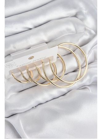 Pirinç Halka Model Gold Renk Kadın Set Küpe