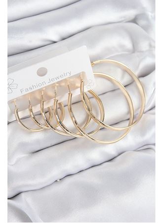Pirinç Halka Model Gold Renk Kadın Set Küpe