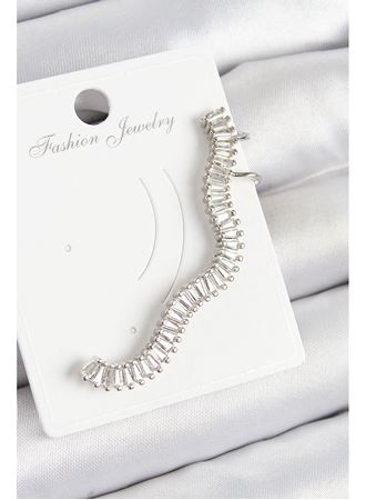 Pirinç Su Yolu Model Gümüş Renk Sağ Kıkırdak Küpe