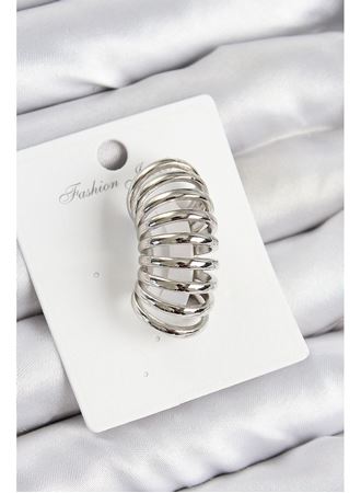 Pirinç Yay Model Gümüş Renk Sağ Kıkırdak Küpe