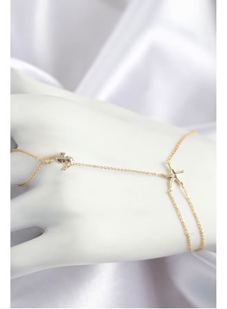 Pirinç Zirkon Taşlı Deniz Atı Ve Yıldız Model Gold Renk Şahmeran