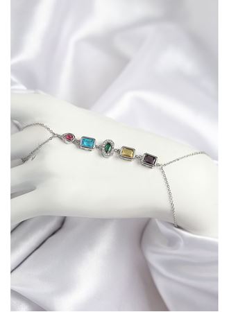 Pirinç Renkli Zirkon Taşlı Model Gümüş Renk Şahmeran