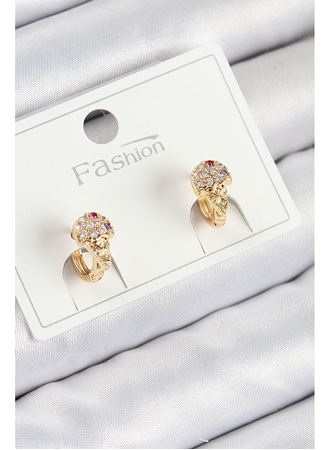 Pirinç Zirkon Taşlı Dondurma Model Gold Renk Çocuk Küpe