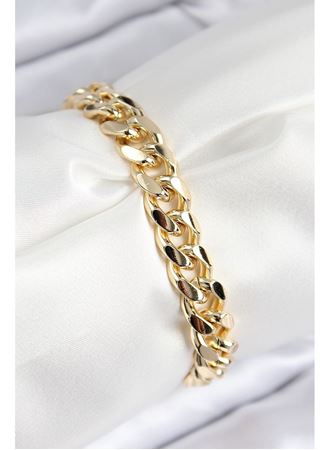 VIP Pirinç Zirkon Taşlı Klasik Zincir Model Gold Renk Kadın Bileklik