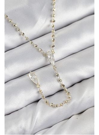 Pirinç Zirkon Taşlı Gold Renk Kadın Y Kolye