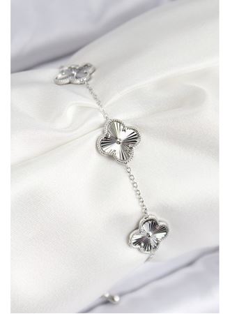 VIP Pirinç Yonca Model Gümüş Renk Kadın Bileklik