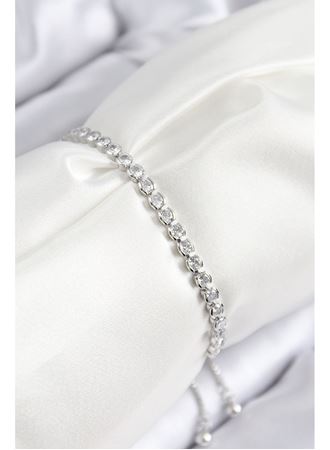 Pirinç Zirkon Taşlı Sıralı Model Gümüş Renk Asansörlü Kadın Bileklik