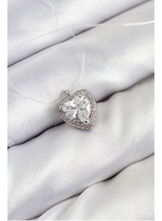 Misineli Kalp Model Gümüş Renk Hayalet Kolye