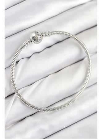 Pirinç Charm Topcuk Model Gümüş Renk Kadın Bileklik