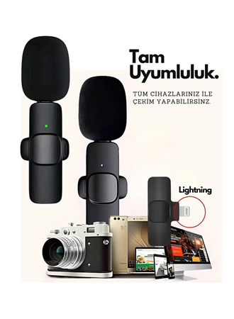 Type-C Çiftli Kablosuz Yaka Mikrofon Seti Telefon Vlog Canlı Yayın TikTok YouTube Uyumlu (