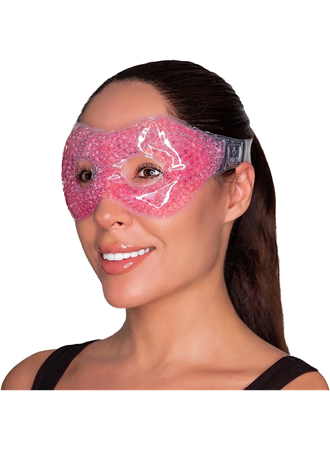 Pembe Jel Boncuklu Göz Maskesi, Soğuk & Sıcak Kullanım Rahatlatıcı Terapi Maskesi (