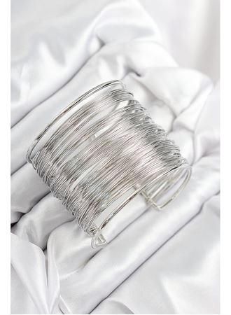 Pirinç Tel Sarma Model Gümüş Renk Kadın Bileklilk