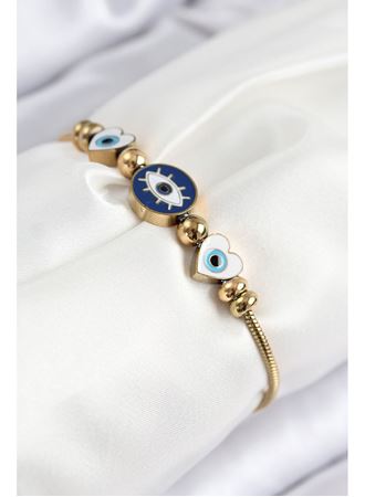 316L Çelik Göz Charm Model Gold Renk Kadın Bileklik