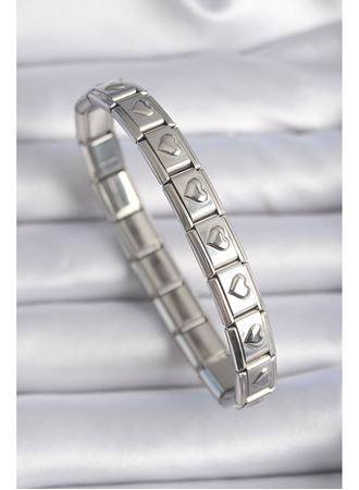 316L Çelik Gümüş Renk Kalp İşleme Nomination Charm Bileklik