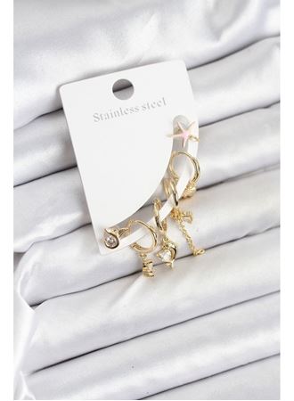 Pirinç Gold Renk Set Küpe